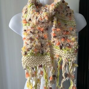 Colorful Knit Scarf with Fringe